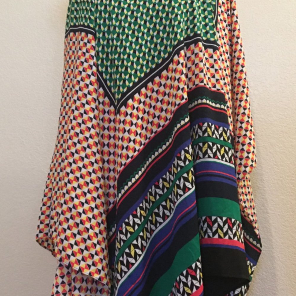 Caftan|Poncho Style|Multi-Colored Shapes Design|One Size